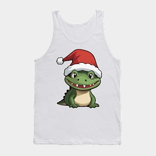 Crocodile with Christmas Hat Tank Top